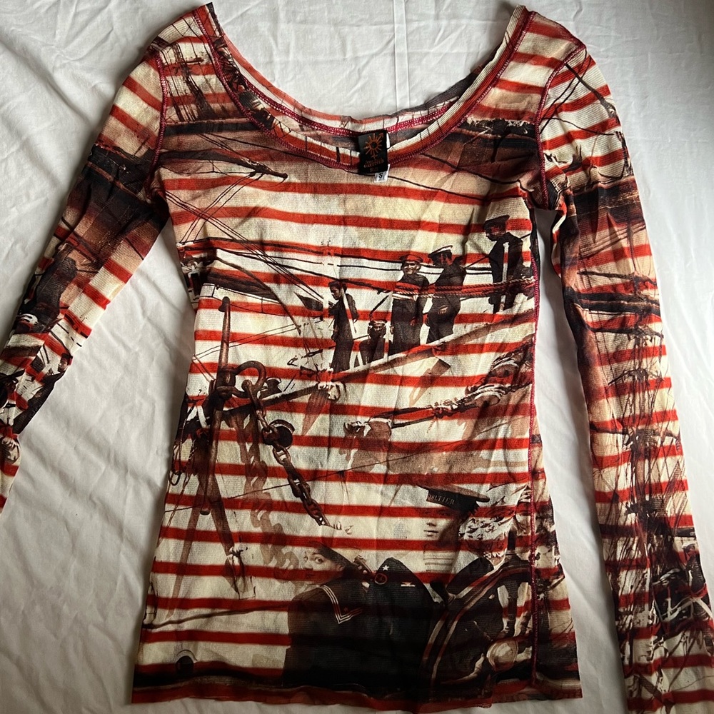 Jean Paul Gauthier Soleil mesh stripe women’s top